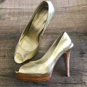 Cole Haan Gold Metallic Platform Heels